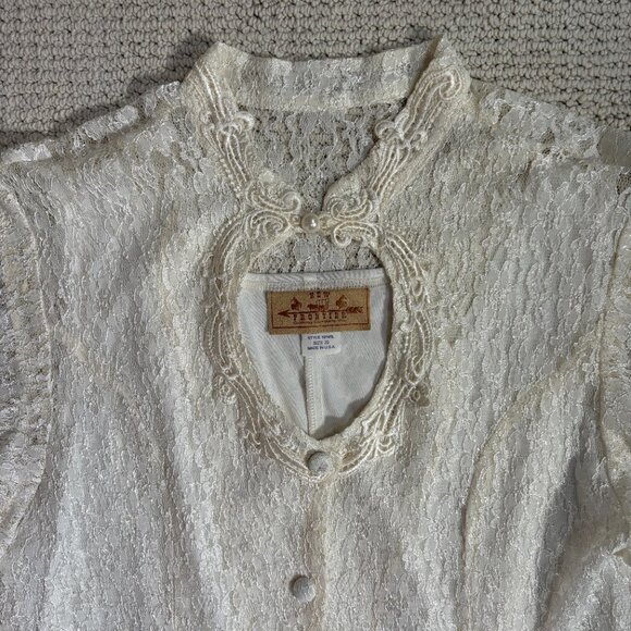 Vintage New Frontier Maxi Gown Lace Cottagecore Prairie Victorian Corset Tie - Picture 9 of 15